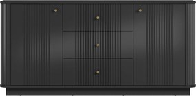 Vesper fiókos komód 160 cm talapzaton - fekete / arany fogantyúk