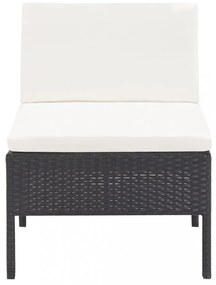 vidaXL 3 részes fekete polyrattan kerti ülőgarnitúra párnákkal