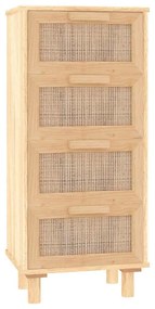 barna tömör fenyő/természetes rattan tálalószekrény 40x30x90 cm