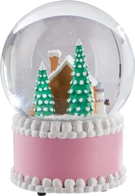 X-MAS zenélő hógömb 12cm , rózsaszín