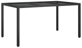 Kerti Étkezőasztal Fekete 150x90x75 cm Polirattan