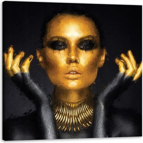 Vászonkép Nő Arany arc és ujjak 80X80 cm