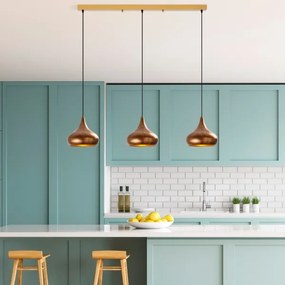Elegáns MUBA kábelre függesztett csillár 3xE27/40W/230V, rézszínű