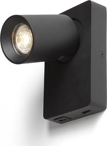 RENDL VOLTERA USB nástěnná černá 230V LED GU10 9W