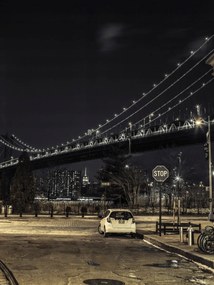 Poszter 60x80cm Esti kilátás a Manhattan hídra az utcáról, Assaf Frank