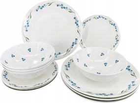 12 darabos porcelán étkészlet Luna Nefelejcs fehér/kék, kerek forma