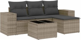 vidaXL 5 részes szürke polyrattan kerti ülőgarnitúra párnákkal