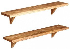 2 db tömör akácfa fali polc 90x20x18 cm