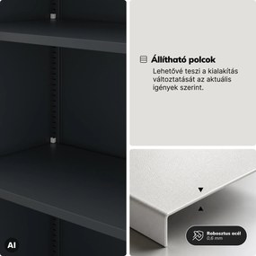 Fém szekrény tárolórekesszel, antracit/dió, 900x1850x450 mm: TOMASZ Eco Design