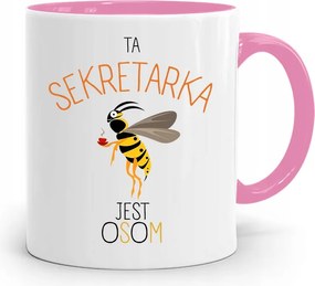 Rózsaszín Bögre Ajándék Titkárnőnek Darázs Nyomtatott Fényképpel