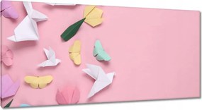 Vászonkép 115x55 Origami pillangók tulipánok