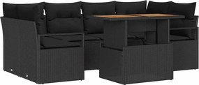 vidaXL Kerti Kanapé Szett párnával 7 pcs Fekete