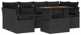 vidaXL Kerti Kanapé Szett párnával 7 pcs Fekete