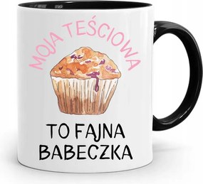 Fekete Bögre Ajándék Anyósnak Hűvös Muffin nyomott mintával
