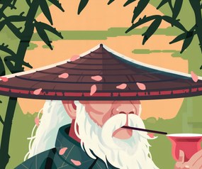 Poszter 60x50cm Idősebb nagypapa