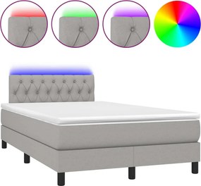 vidaXL világosszürke szövet rugós és LED-es ágy matraccal 120 x 200 cm