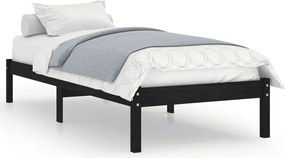 vidaXL fekete tömör fenyőfa ágykeret 100 x 200 cm