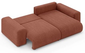 Téglavörös kordbársony kinyitható tárolóhelyes sarokkanapé (variálható sarok) Luma – Ropez