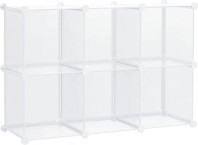 HOMCOM Moduláris Helytakarékos Cipőtároló Szekrény 6 Kockával, PP Műanyagból, 65x32x95cm, Átlátszó | Aosom