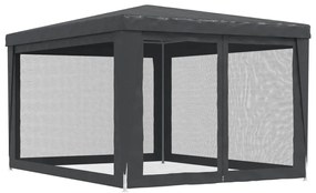 antracit HDPE rendezvénysátor 4 hálós oldalfallal 3x4 m