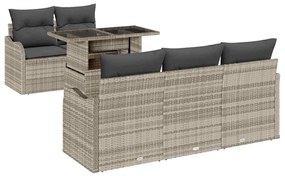 vidaXL Kerti Kanapé Szett párnával 6 pcs Világosszürke polirattan