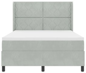 Boxspring Ágy Matrac Különleges Világosszürke 140x200 cm Bársony