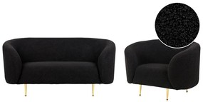 Háromszemélyes fekete buklé kanapé LOEN Beliani