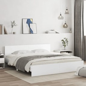 fehér ágykeret fejtámlával és LED-del 200 x 200 cm
