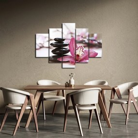 Masszázs kövek és orchideák képe (150x105 cm)