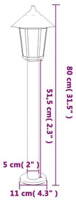 3 db ezüstszínű rozsdamentes acél kültéri állólámpa 80 cm