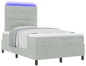 Boxspring Ágy Matrac Külön világítással Szürke 120x190 cm Bársonyos