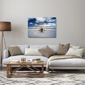 Egy motoros repülőgép képe (üvegen) (70x50 cm)