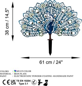 Peacock fém kerti dísztárgy, 60×38 cm – TR565TNL1261