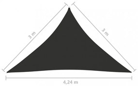 antracitszürke háromszögű oxford-szövet napvitorla 3x3x4,24 m