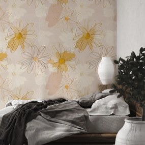 Fotótapéta - Margaréták bézs színekben (147x102 cm)