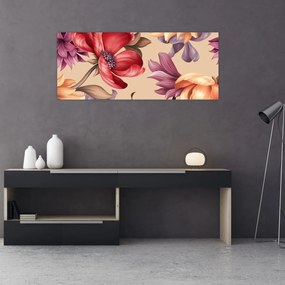Kép - Vintage virágok (120x50 cm)