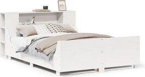 vidaXL fehér tömör fenyőfa ágy matrac nélkül 140x190 cm