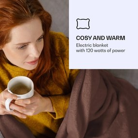 Klarstein Dr. Watson XL, melegítő takaró, 120 W, 180 x 130 cm, mosható, mikroplüss, barna