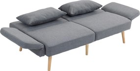 HOMCOM Kanapé Ágy, 2-Fős Kihúzható Ágy Funkcióval, 2 Dekorpárna, 3-Fős Kárpitozott Kanapé Állítható Háttámlával, Vászon Hatású, Nappaliba, Hálószobába