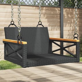 vidaXL fekete polyrattan hintapad 63 x 62 x 40 cm