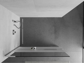 Mexen Kioto+ L, Walk-In zuhanyparaván polccal és akasztóval 120 x 200 cm, 8 mm átlátszó matt üveg, króm profil, 800-120-123-01-35
