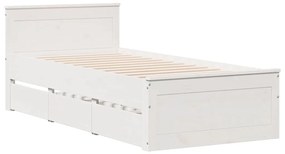 fehér tömör fenyőfa fejtámlás ágykeret matrac nélkül 90x190 cm