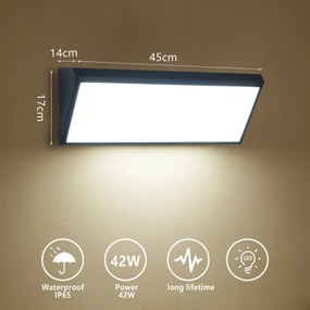 Brilagi - LED kültéri fali lámpatest TRIANGLE LED/42W/230V fekete IP65