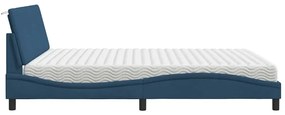 kék szövet ágy matraccal 180x200 cm