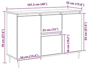 fekete szerelt fa tálalószekrény 101,5 x 35 x 70 cm
