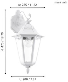 Eglo 93445 - Kültéri fali lámpa NAVEDO 1xE27/60W/230V