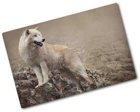 Üveg vágódeszka Fehér farkas a rock pl-ko-80x52-f-60381309