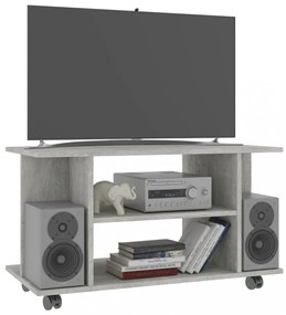 betonszürke szerelt fa TV-szekrény görgőkkel 80 x 40 x 45 cm