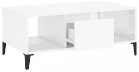 magasfényű fehér szerelt fa dohányzóasztal 90 x 50 x 36,5 cm