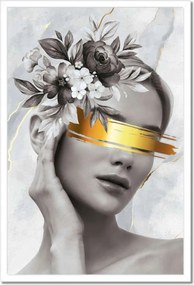 Poszter fehér keretben 40x60 Női portré arany karszalag